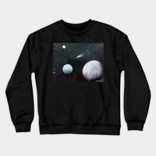 Sun, Earth, Moon and a comet Crewneck Sweatshirt